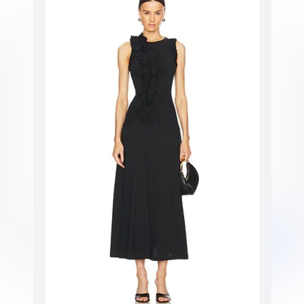 Ulla Johnson Bendetta Dress black midi maxi gathered Revolve NWT $450 P